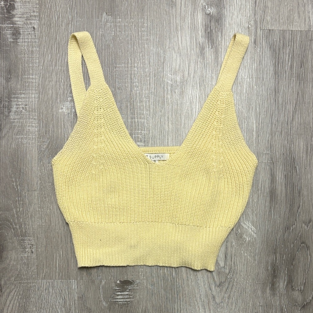 Z Supply Pale Yellow Knit Cropped Camisole